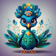 Obraz premium Peacock Illustration AI Generative