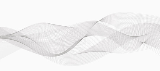 Abstract wave element for design. Digital frequency track equalizer. Stylized line art background. Vector illustration. Wave with lines created using blend tool. Curved wavy line, smooth stripe.
