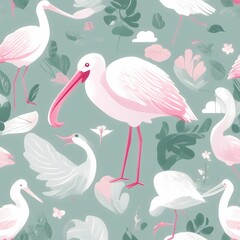 Spoonbill Bird Illustration AI Generative