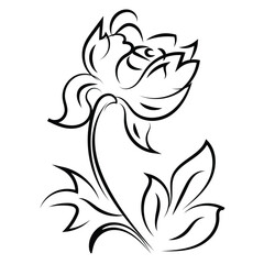 black flower line corner on white background For decorating edges, decorating paper corners.