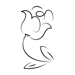 black flower line corner on white background For decorating edges, decorating paper corners.