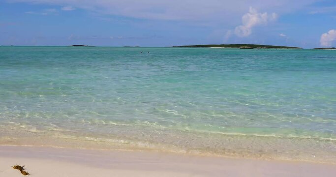 Static footage of Cocoplum Beach on Exuma in the Bahamas.