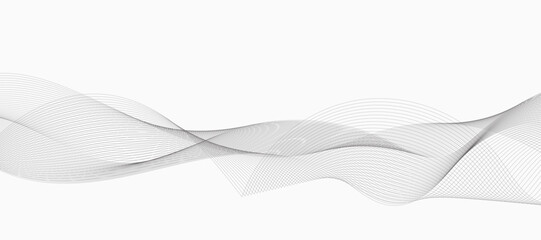 Abstract wave element for design. Digital frequency track equalizer. Stylized line art background. Vector illustration. Wave with lines created using blend tool. Curved wavy line, smooth stripe.