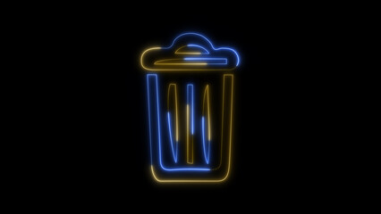 Neon recycle bin icon. trash neon icon. Glowing neon line Recycle bin with recycle symbol icon isolated on black background.