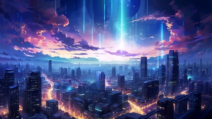 Cyberpunk streets illustration, futuristic city, dystopic artwork at night, 4k wallpaper cyberpunk style. futuristic cyberpunk, neon lights, digital illustration