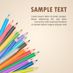Colorful pencils on cream background, Vector illustration