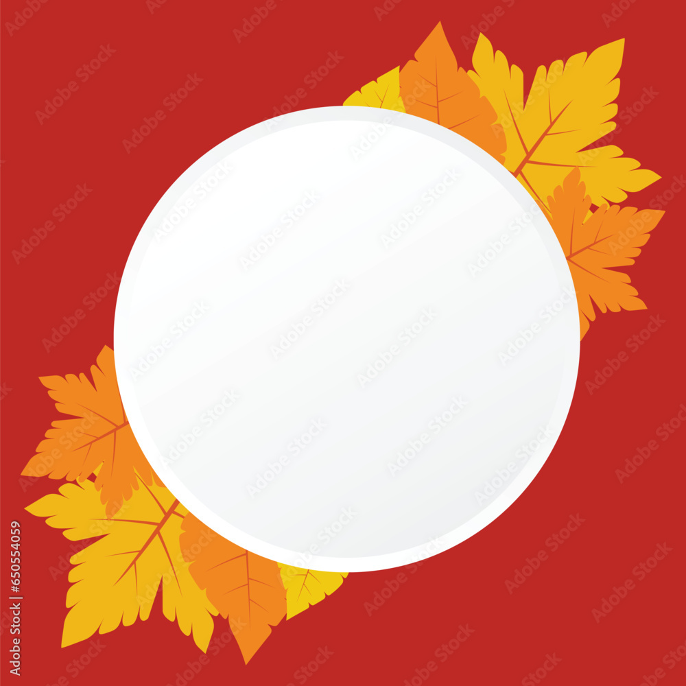 Aufkleber autumn background with copy space area, vector with waves and leaves pattern. design for banner, gre