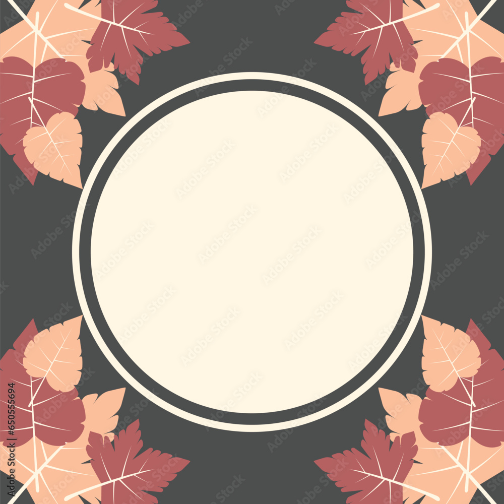 Poster autumn background with copy space area, vector with waves and leaves pattern. design for banner, gre