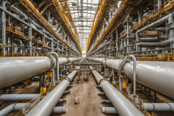 large oil pipeline and gas pipeline in the process of oil refining and movement of oil and gas