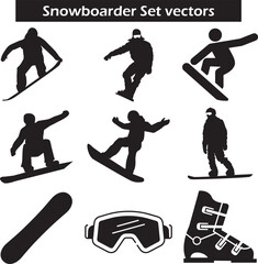 Snowboarder Set vectors