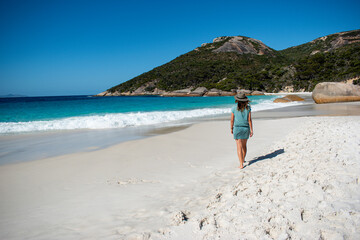 Australia, Little Beach with a combination of turquoise water, white sand, granite headlands & greenery is one of the most picturesque, perfect and magical beaches in Western Australia.