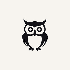 Fototapeta premium Ai analytics monochrome glyph logo. It outsourcing. Customer support. Owl symbol. Design element. Created with artificial intelligence. Ai art for corporate branding, research institution, IT company