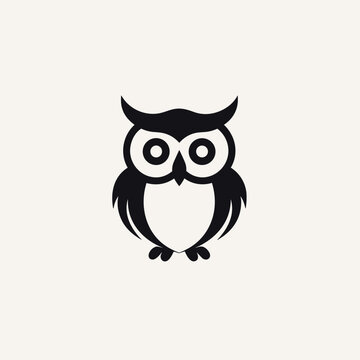 Ai analytics monochrome glyph logo. It outsourcing. Customer support. Owl symbol. Design element. Created with artificial intelligence. Ai art for corporate branding, research institution, IT company