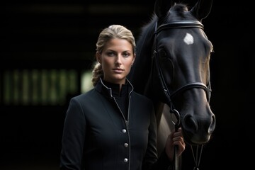 Fototapeta na wymiar Equestrian in Jockey Suit with Trusty Horse