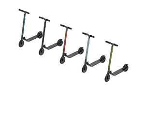 Electric scooter isolated on transparent background. 3d rendering - illustration