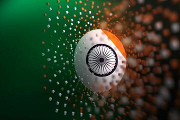 3D Render Minimalist India flag bokeh background with minimalist symbol, Generative AI