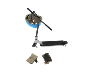 Kick scooter isolated on transparent background. 3d rendering - illustration