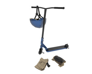 Kick scooter isolated on transparent background. 3d rendering - illustration