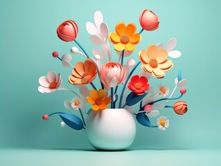 3d style minimalistic Spring season composition