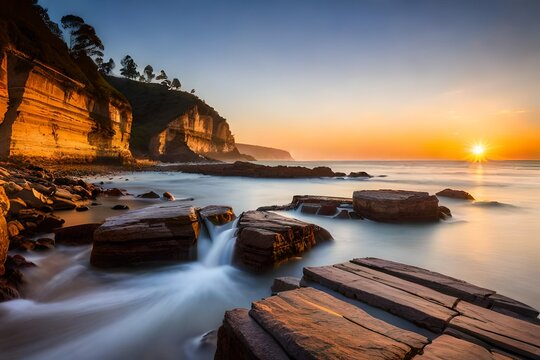 Caves beach with clear suse
