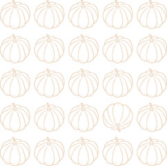 Hand-drawn pumpkin line art isolated vector pattern