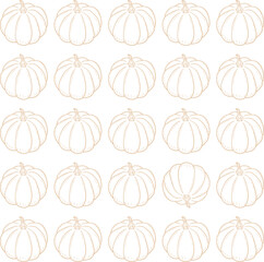 Hand-drawn pumpkin line art isolated vector pattern