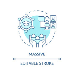 2D editable blue icon massive concept, monochromatic isolated vector, MOOC thin line illustration.
