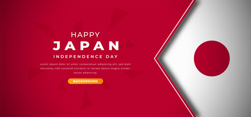 Happy Japan Independence Day Design Paper Cut Shapes Background Illustration for Poster, Banner, Advertising, Greeting Card