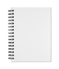 Blank open notebook isolated in transparent PNG, business stationery, school or art background, top...