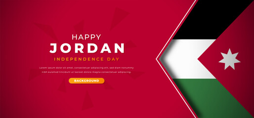 Happy Jordan Independence Day Design Paper Cut Shapes Background Illustration for Poster, Banner, Advertising, Greeting Card