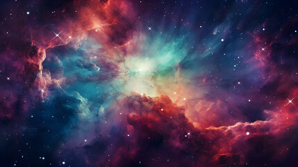 Fototapeta premium Visualize an explosion of color set against the backdrop of deep space.
