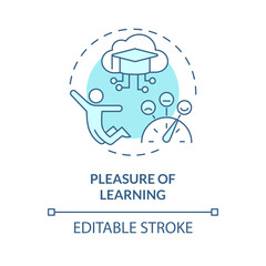 2D editable blue icon pleasure of learning concept, monochromatic isolated vector, MOOC thin line illustration.