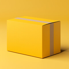 Cardboard box in yellow background