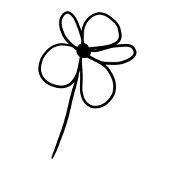 Cute flower doodle black line handdrawn illustration