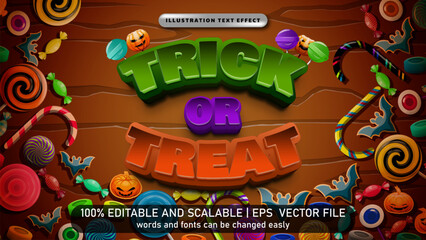 hellowen trick or treat vector text effect