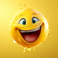 realistic 3d emoji with a Beaming Face with Grinning Face with Sweat 