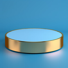 circular golden base on a blue background for placing objects