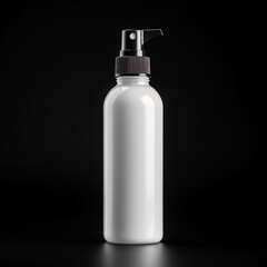 Bouteille en plastique blanc pour un flacon pulv&eacute;risateur d'un cent sur fond noir
