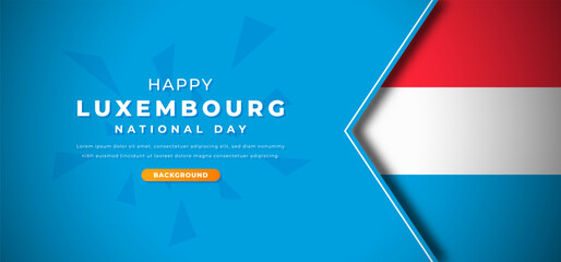 Happy Luxembourg National Day Design Paper Cut Shapes Background Illustration for Poster, Banner, Advertising, Greeting Card