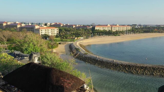 Aerial view on Nusa Dua beach Bali Geger beach Bali Indonesia 4K Aerial view 