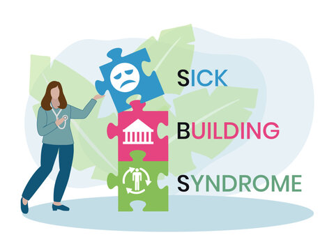 SBS - Sick Building Syndrome acronym. business concept background. vector illustration concept with keywords and icons. lettering illustration with icons for web banner, flyer