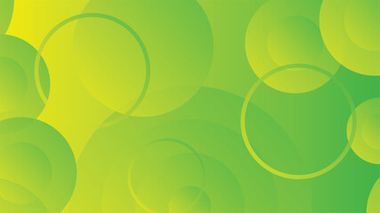 Abstract green and yellow gradient background with circle lines
