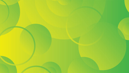 Abstract green and yellow gradient background with circle lines