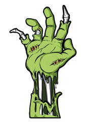 cartoon zombie hand, zombie hand illustration, hand with bones illustration, zombie hand wallpaper, green hand  © ozgurkaankoseoglu