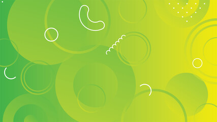 Abstract green and yellow gradient background with circle lines