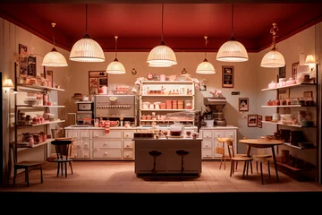 Gordijnen the interior of a cozy family confectionery, bakery © Outlander1746