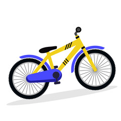 Vector illustration of 5-speed gear bicycle for youngsters and racers in blue and yellow color combination.
