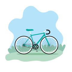 Vector illustration of stylish racing bicycle in nature background.
