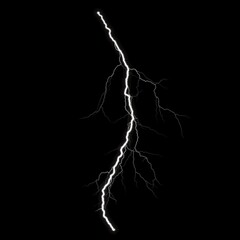 Cloud to Ground Lightning Isolated on a Black Background