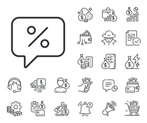 Fototapeta premium Special offer chat sign. Cash money, loan and mortgage outline icons. Shopping speech bubble line icon. Sale with Discounts symbol. Discount message line sign. Credit card, crypto wallet icon. Vector
